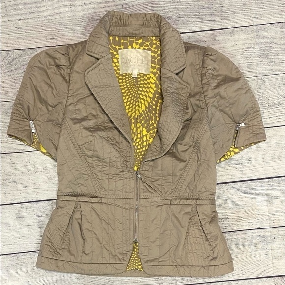 Rachel Roy Women's Beige Blazer Zip Up Size 4 Boho Chic! - Picture 1 of 11